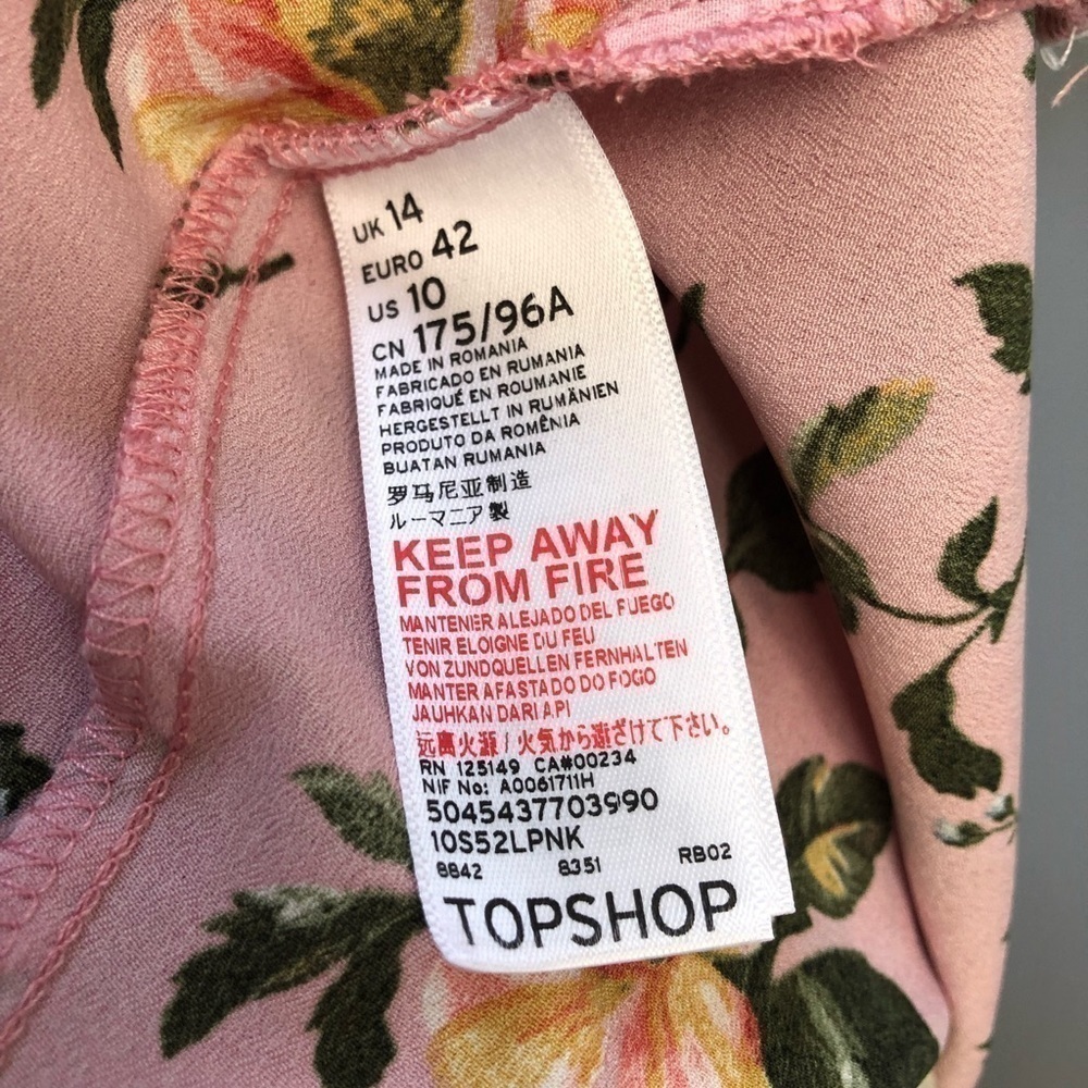 TOPSHOP pinkish rose floral dress long sleeve lightweight size 10 - Picture 11 of 16